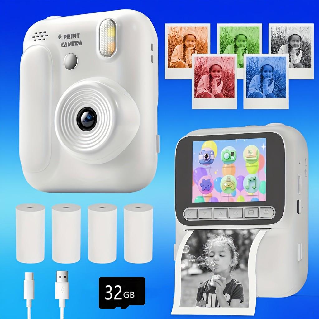 Kids Instant Camera Color Printing Camera 32GB 1080P Thermal Print Digital Camera Print Photo Video Games Music Children Gift