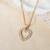 Sparkling Heart Zirconia Necklace, Golden Plated Chain, Bridal Jewelry for Wedding & Party