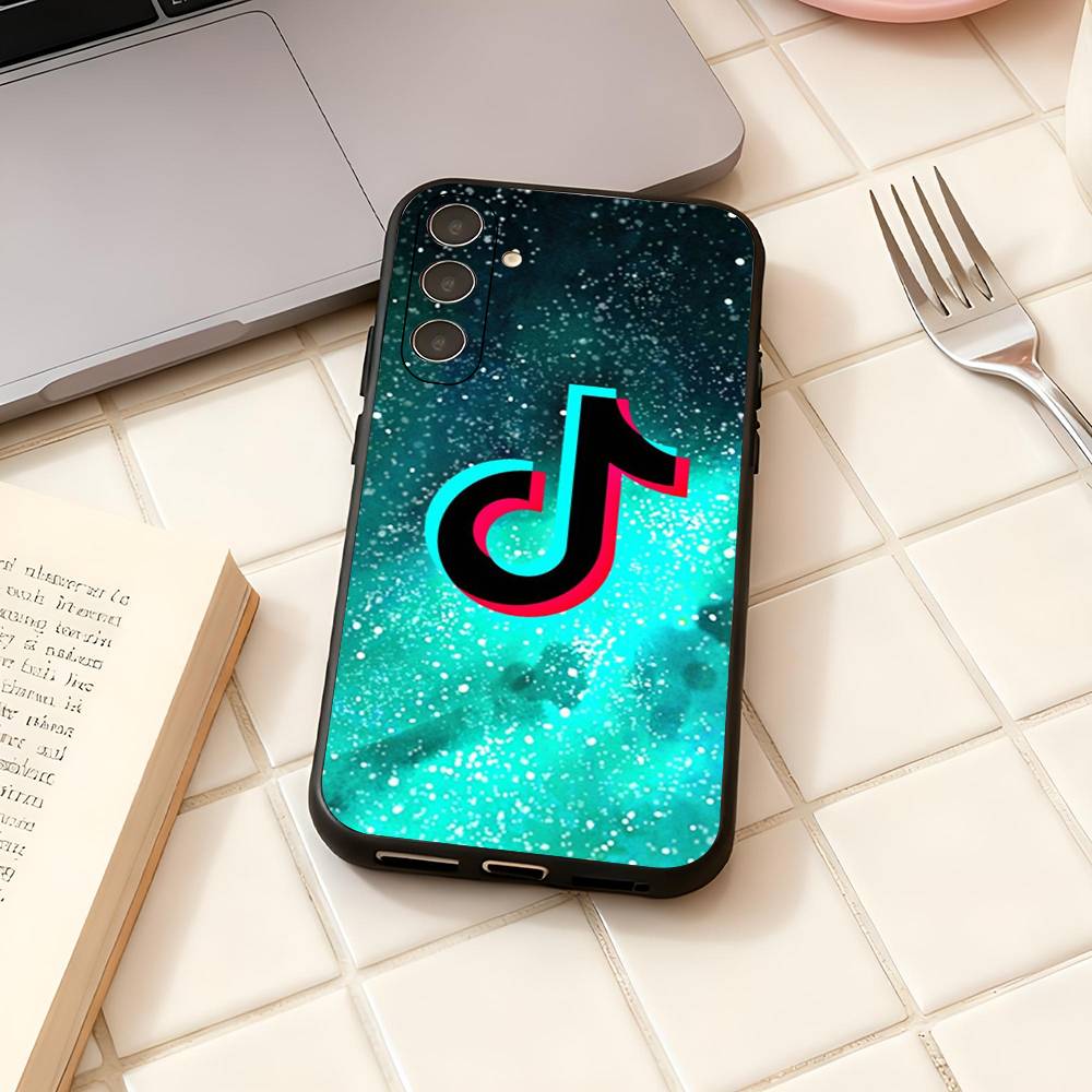 TikTok Musical Logo For Samsung Galaxy S25 S24 S23 Ultra S22 S21 Plus S20 Black Soft Silicone Protective Case
