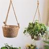 Round Hand Woven Hanging Planter Baskets Natural Rope Woven Plant Holder Flower Pots Home Planting Gardening Supply