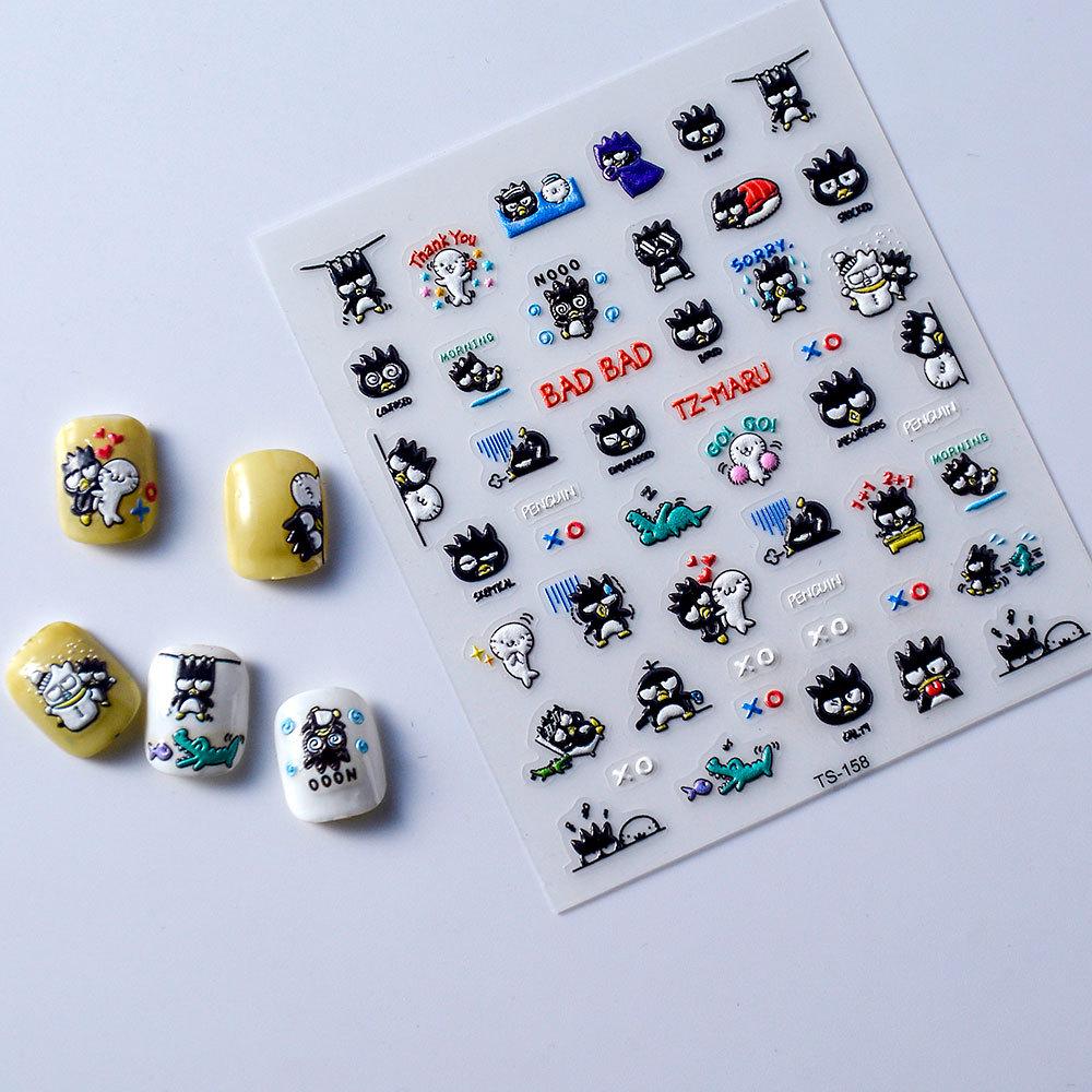 Waterproof 5D Cute Penguin Anime Nail Stickers