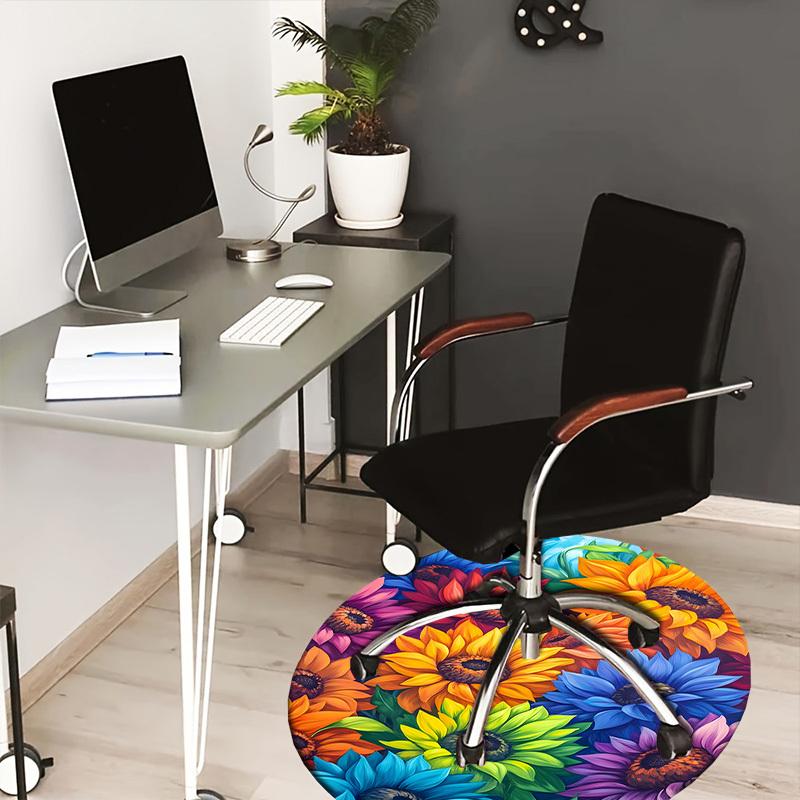 

1pc Office Carpet Chair Mats Colorful Sunflowers Garden Perfect for Decorating Office Chairs, Living Rooms, Or Bedrooms.YDT223 80cm by 80cm