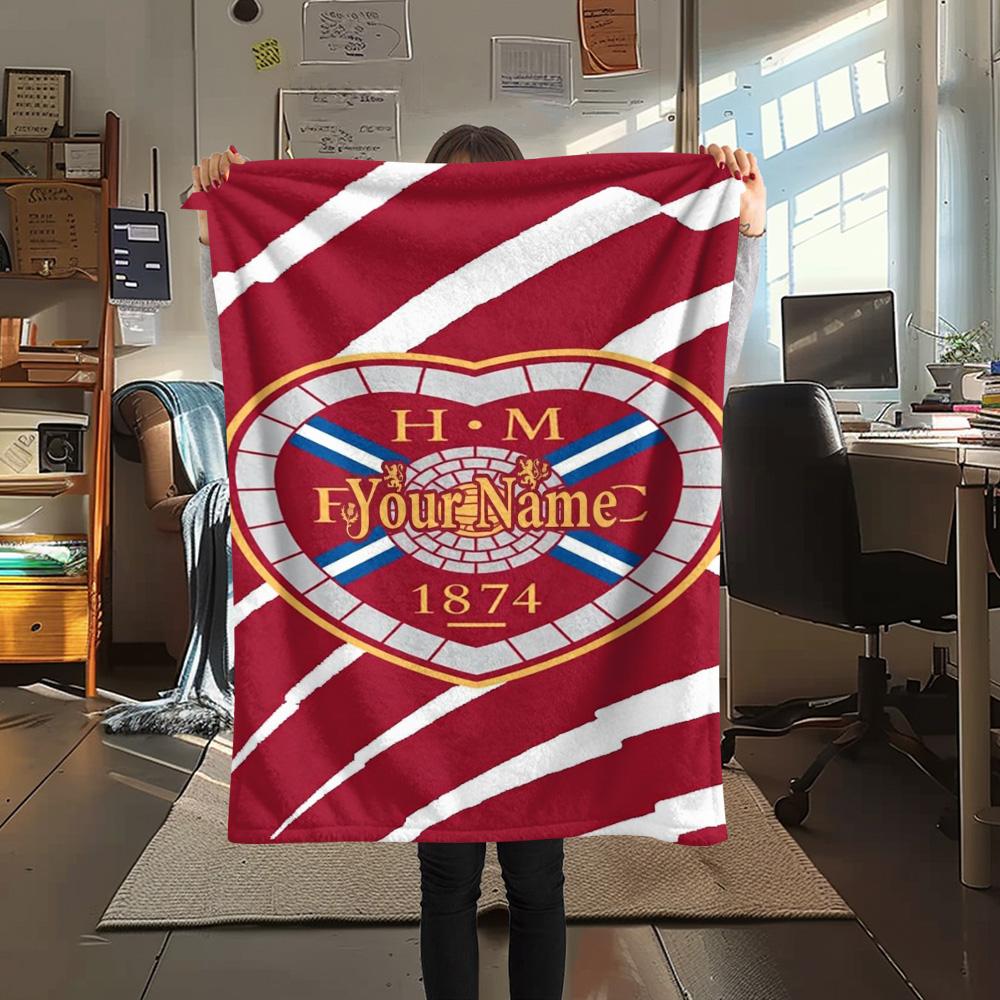 1PC Heart Football Custom Name Patterned Flannel Blanket Suitable For All Seasons For Home Decor Warmth And Comfort Gifts Holiday Present