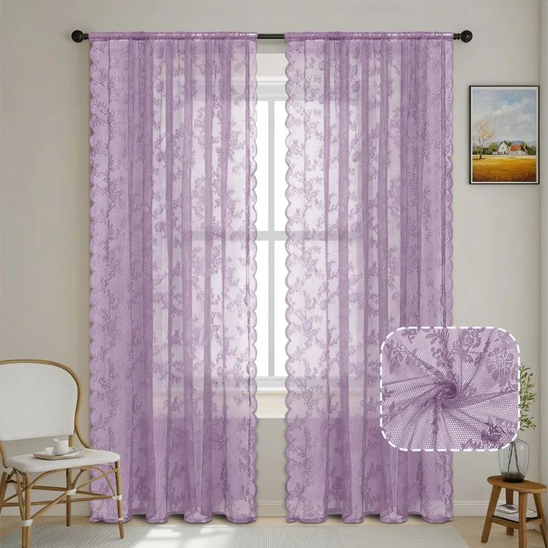 

Американская роскошь ретро вафельное вязание кружево черный спальня балкон гостиная декоративная перегородка занавеска оконная сетка W 100cm x L 100cm&Rod Pocket светло-фиолетовый