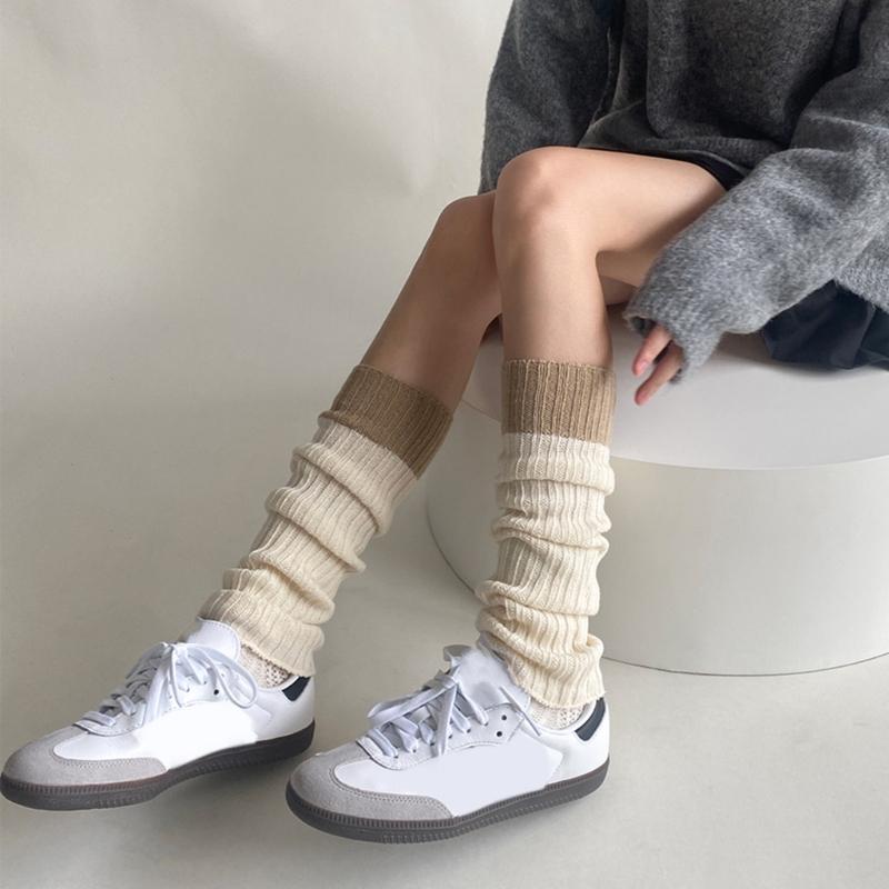 Campus Style Leg Warmers Gothic Knit Long Socks Leggings Gaiters Autumn Winter Cuffs Ankle Heaps Socks