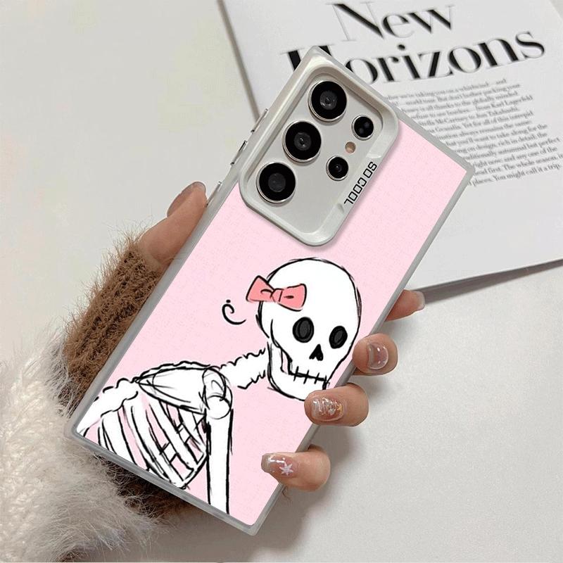 Pink Style Skull Witch Soft Phone Case for Samsung Galaxy S24 S25 FE S26 Edge S23 Ultra S22 Plus S21 + Shockproof Cover Back She