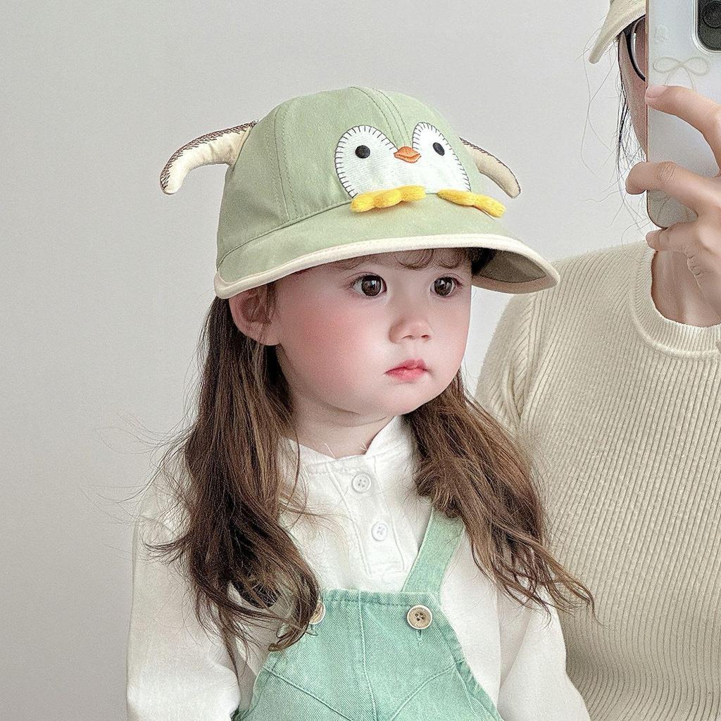 Kids' Cartoon Baseball Cap - Wide Brim Sun Protection Hat for Spring and Autumn