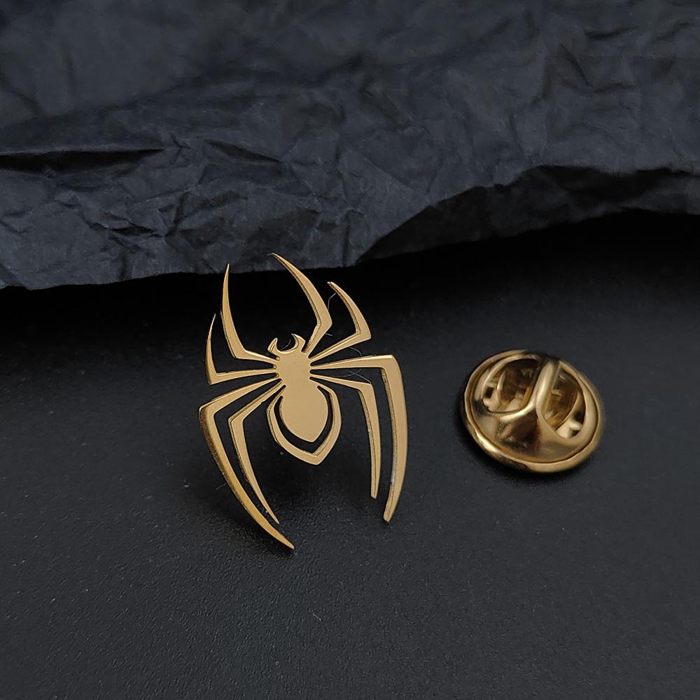 Punk style spider metal suit pin, men's cool stainless steel lapel pin, jacket/backpack personalized badge.