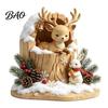 Retro Style Home Decor Fairy Tale Little Boy and Fox Wooden Figurine, Rustic Desktop Statue, Artistic Carved Handcrafted Statues Sculpture Ornament