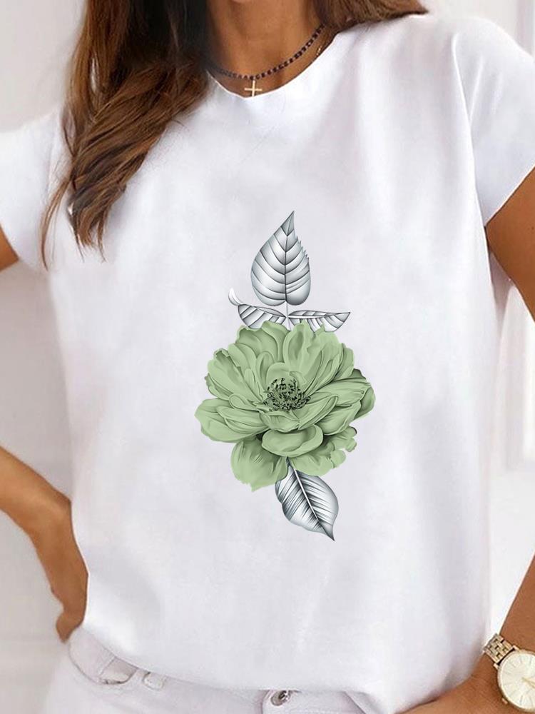 (Rozmiar azjatycki) Damski T-shirt Casual Bluzka Top słodkie serce miłości Moda Drukowany Pani Kobieta Graficzny Krótki Rękaw T-shirty Odzież