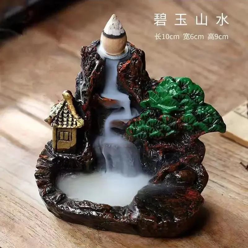 Backflow Incense Holder Waterfall Incense Burner Home Decor Aromatherapy Ornament Cones with Backflow Incense Cones