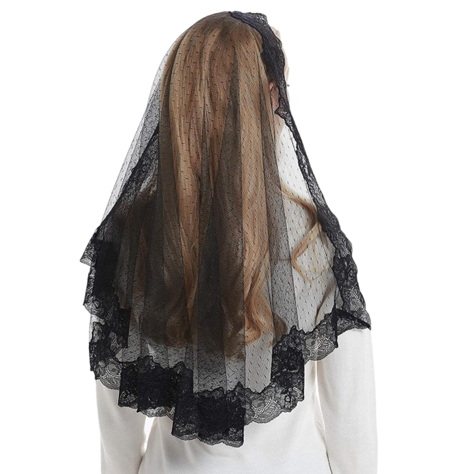 

Католические мантильи, вышитые мессы, религиозные молитвенные вуали, элегантные для католических церковных молитв чёрный