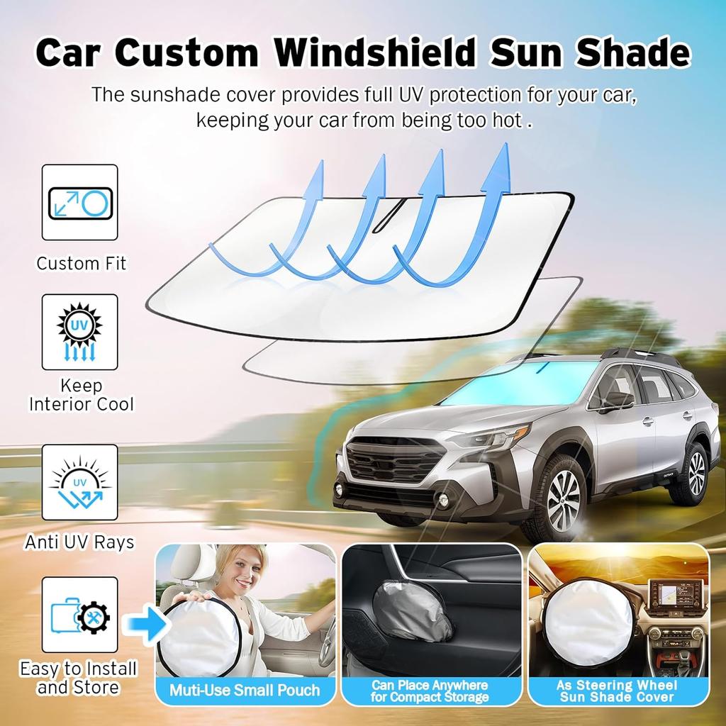 Windshield Sun Shade For Subaru Outback -2025, Upgraded Nano Materials Front Window Shade Cover For Outback     2024 2025, Foldable Sun Shield