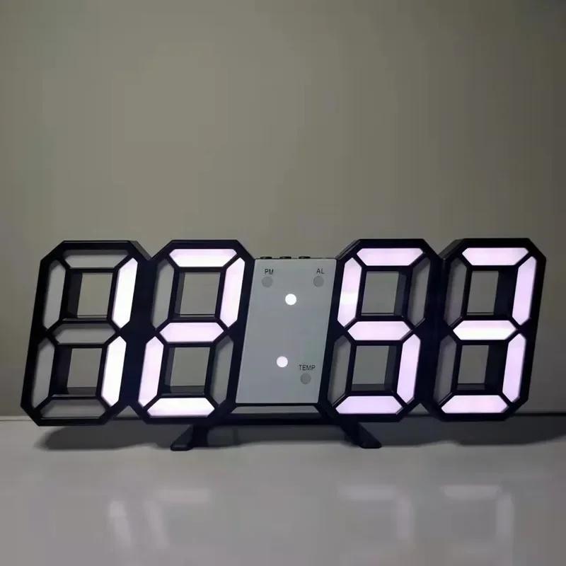 3D Wall Clock Led Digital Watches Hanging Decoration Home Decoration for Bedroom Decor Interior Room Night Light Mode Large