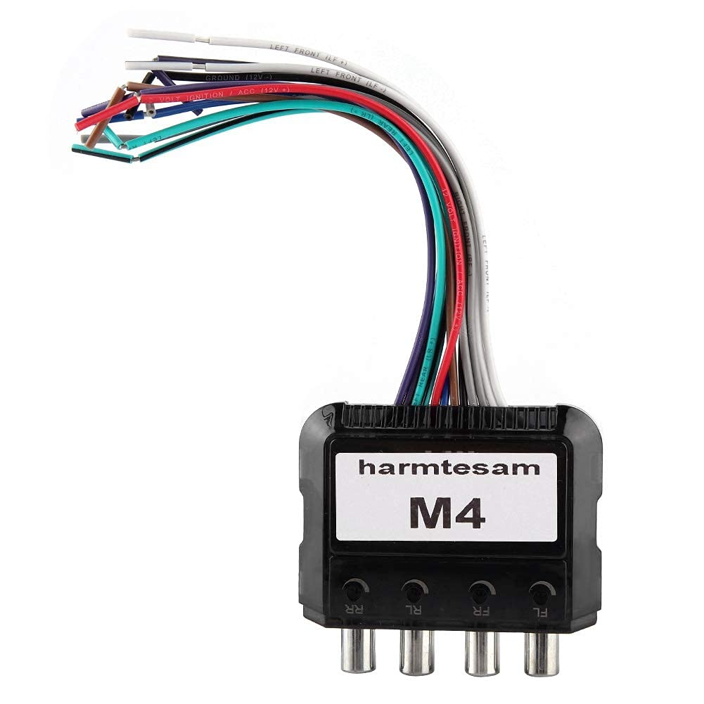 JL Audio High Low Converter, Duokon Car Stereo Subwoofer 4 Channel High to Low Audio Converter with Power Amplifier Control Wire Plastic Black