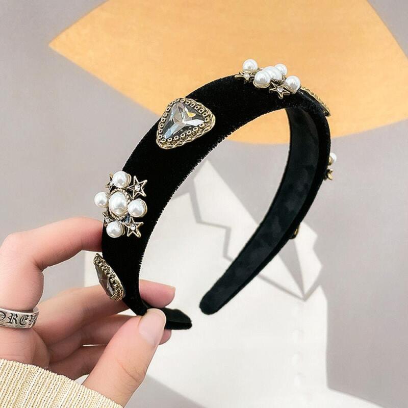 Women's King Gold Cubic Cross Velvet Headband