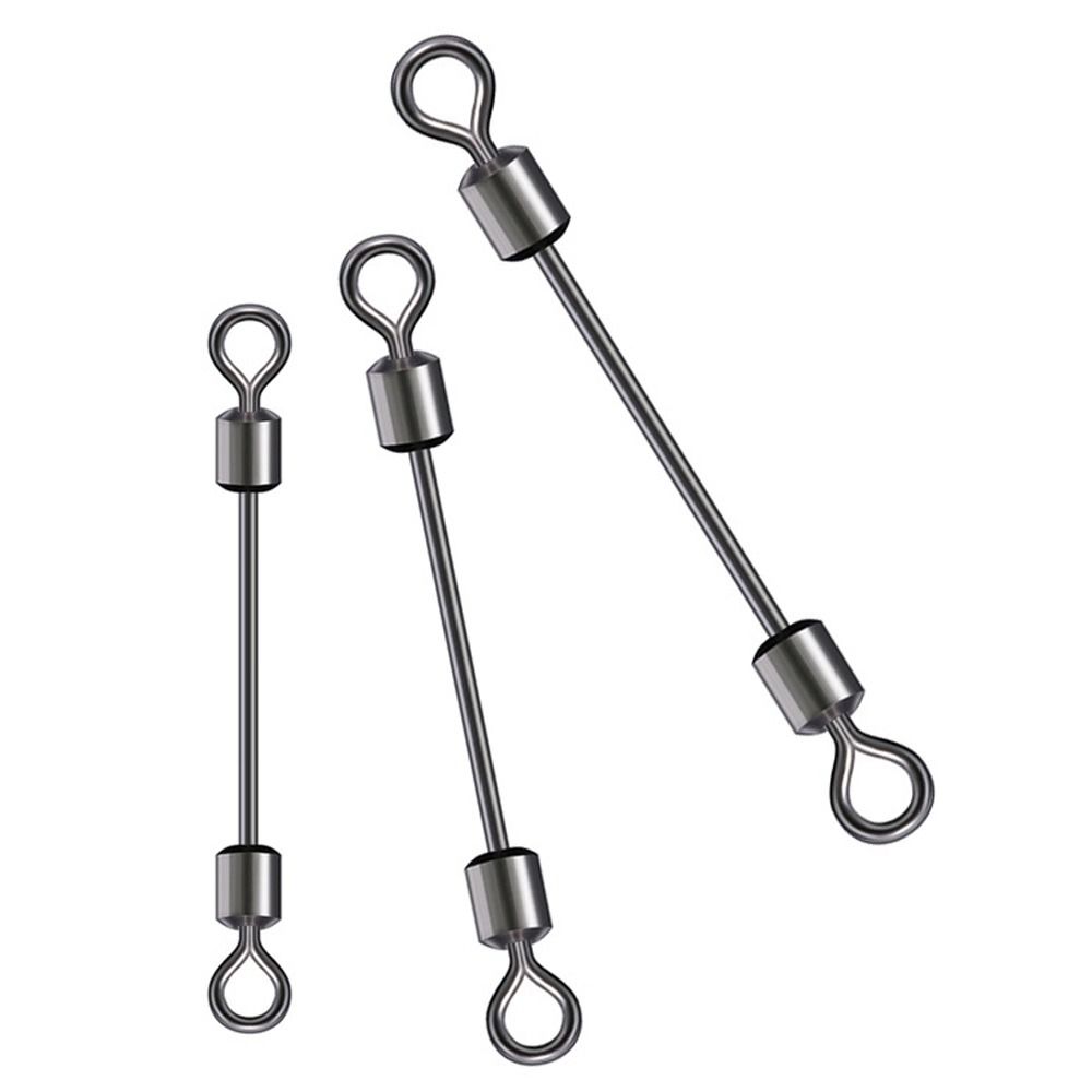 50pcs Solid Ring Fishing Swivel Connector Stainless Steel Double Rolling Durable Heavy Duty Ball