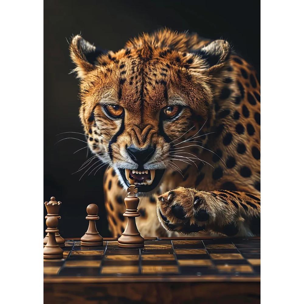 Tiger Vs Lion Chess Raccoon Chimpanzee Bear Leopard Canvas Painting Poster Print Motivational Wall Art Pictures Room Home Decor