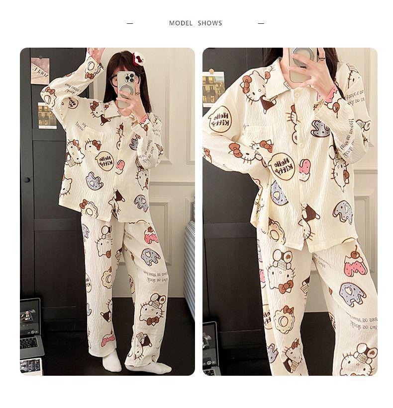 Set Pijama Drăguț de Desene Animate pentru Femei 2025 - Cardigan de Primăvară/Toamnă cu Mâneci Lungi și Pantaloni