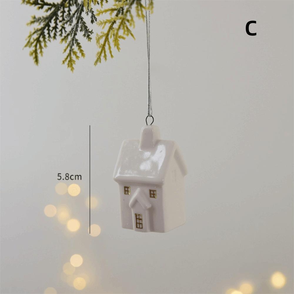 Ceramic Crafts Christmas Ceramic House Pendant Painting Pendant Ornament Merry Christmas Party