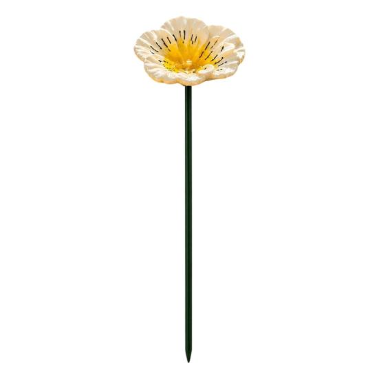 Nostalgie Bee Water Feeder, Handmade Ceramic Flower Garden Stake, Mini Pollinator Watering Station, Small Bird Bath Butterfly Feeder for Outdoor Yard