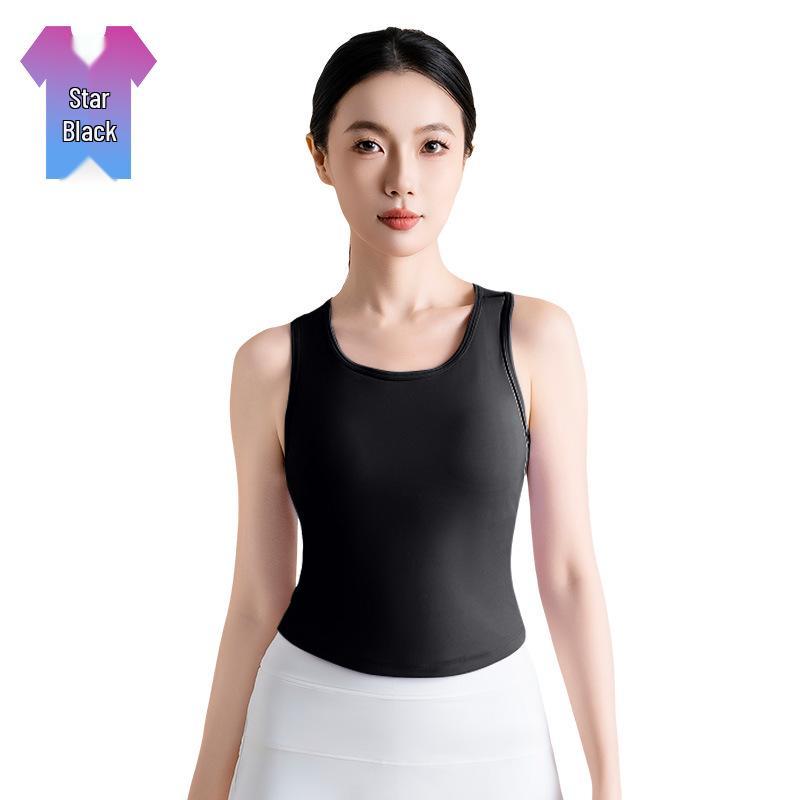 

Notting Peach Высокоэластичный фиксированный чашечный жилет для йоги с круглым вырезом и плотной посадкой для женщин M