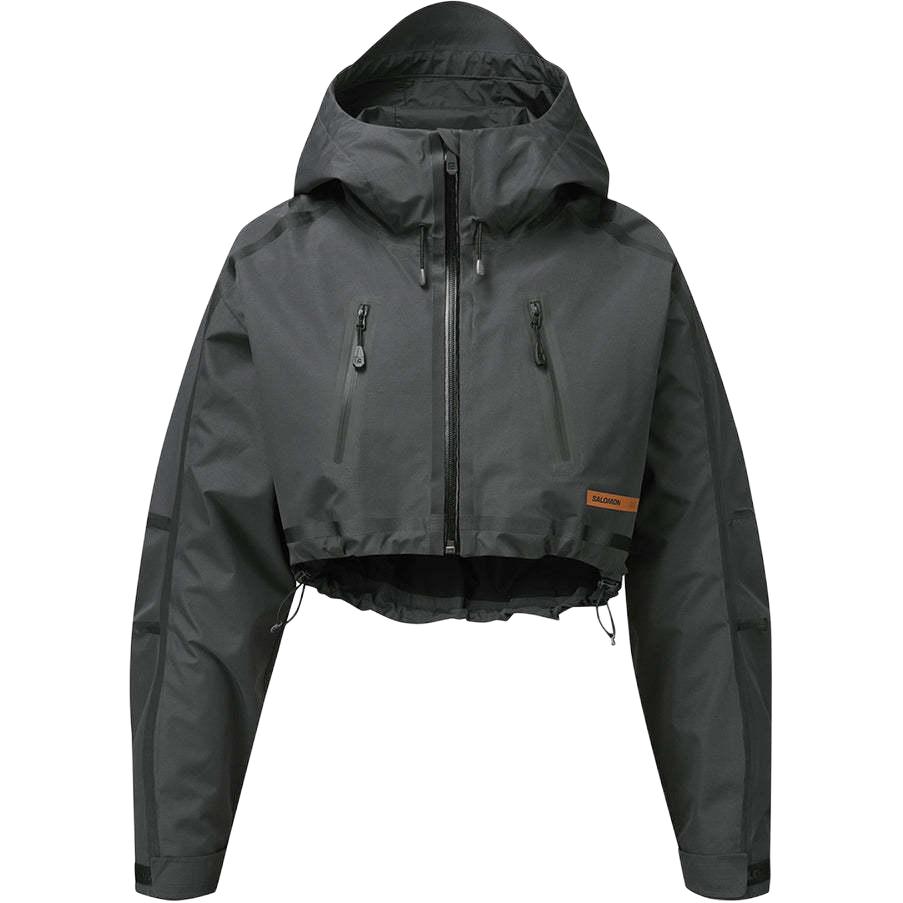 

SALOMON Серый сланцевый корейский пуховик из серии Slate Rock однотонный с капюшоном на молнии короткий свободного кроя с длинными рукавами женские куртки C28181 L