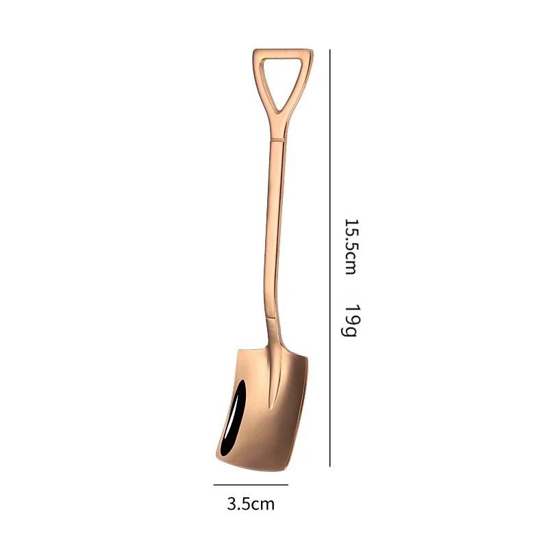 Vintage Shovel Design Stainless Steel Coffee Spoon Creative Ice Cream Cake Watermelon Dessert Multipurpose Kitchen Tool Unique