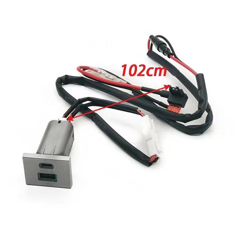USB PD Type-C QC3.0 Car Charger Socket 12V/24V Dual Outlet For Ford Focus 2 Mk2 2009-2011