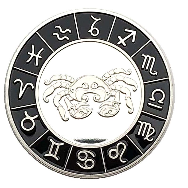 European and American Zodiac Signs, Diamond Encrusted Coins, Silver Plated, Pisces Commemorative Coins, Collectibles, Tarot Love Coins, Coins