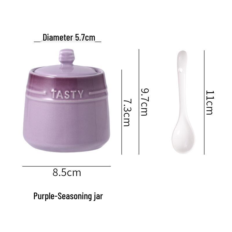 French Gradient Rainbow Ceramic Condiment Jar Set - Small Jars for Salt, Sugar, and Seasoning