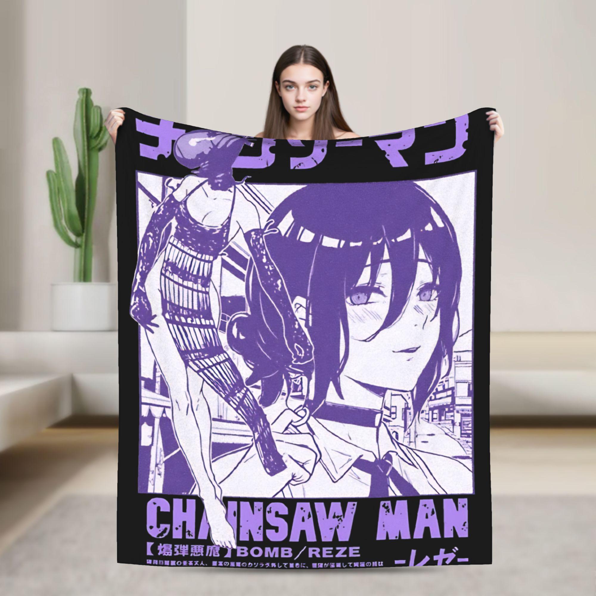 

Фланелевое одеяло Chainsaw Man Reze в японском стиле, мягкое и теплое, идеально подходит для пикника на природе, удобное покрывало для кровати или дивана. 100x150cm