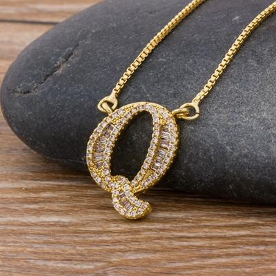 Nidin Light Luxury A-Z 26 Letters Necklace Zircon Pendant for Women Initials Name Necklace Fashion Party Wedding Jewelry Gift