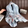 Flower Embroidery Women Hijab Shawls Large Shiny Lace Scarf Elegant Luxury Silk Scarf  Lady