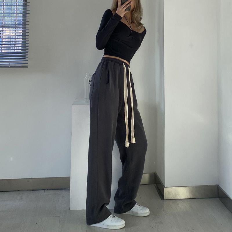 High-Waisted Loose Fit Sweatpants for Tall Girls - Spring/Autumn