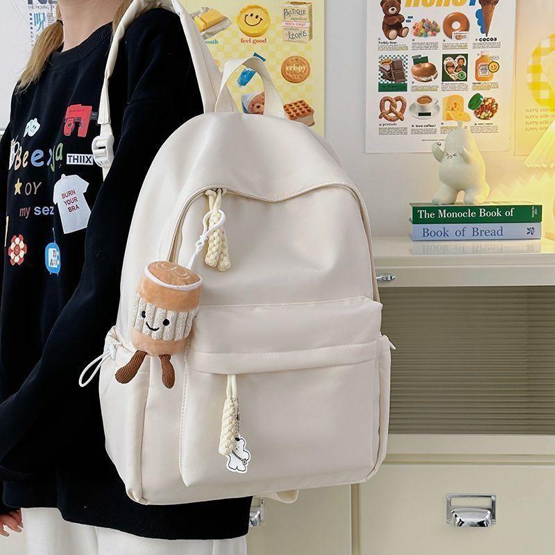 Schoolbag Japanese ins Campus Casual Solid Color School Bag Simple Versatile Lightweight Backpack High School Student Backpack