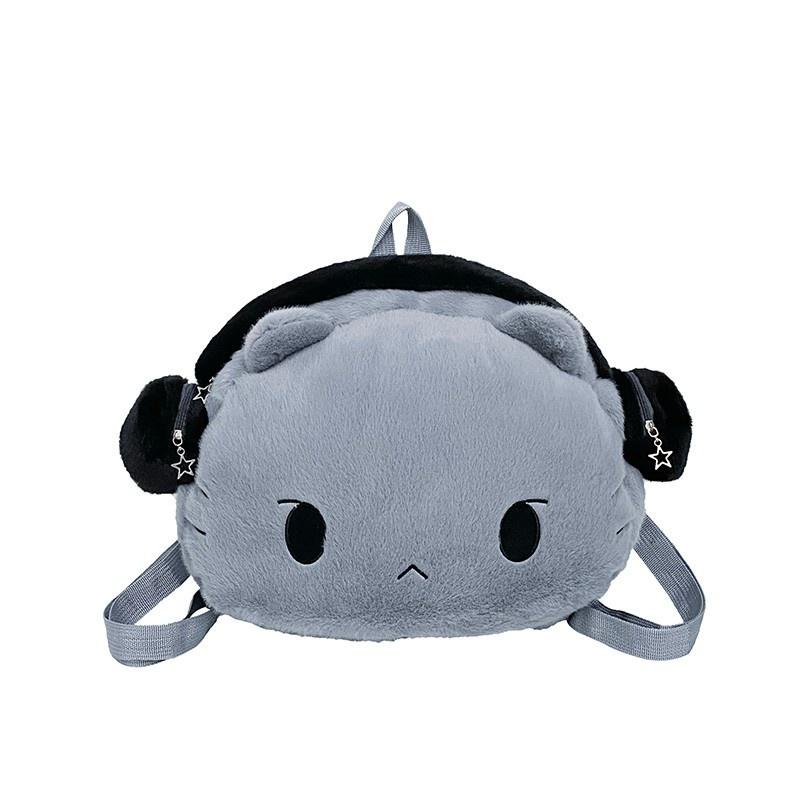 

Милая плюшевая сумка через плечо в японском стиле с дизайном кошки и наушников, рюкзак большой вместимости для путешествий, школы или повседневного использования 33x7x27cm