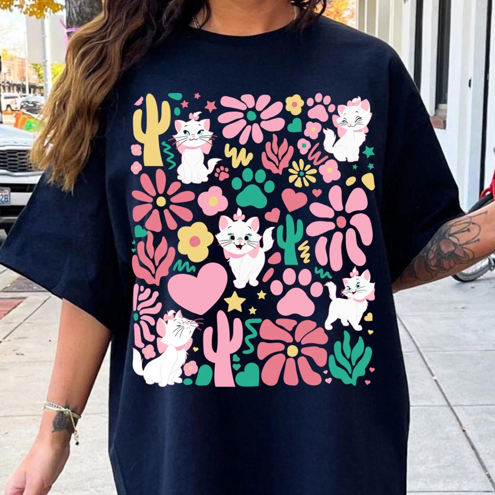 Disney Floral Boho The Aristocats Shirt, Marie Flower Unisex Adult Kid Tee 4XL