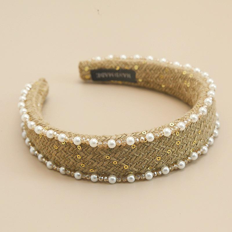 

Французская ретро шерстяная вязаная повязка на голову с жемчугом: Аксессуар для волос класса люкс