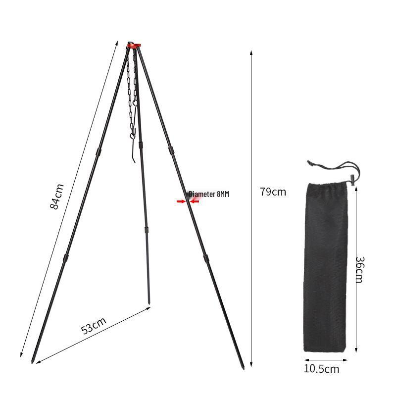 Outdoor Folding Tripod Campfire Grill & Hanging Pot Stand