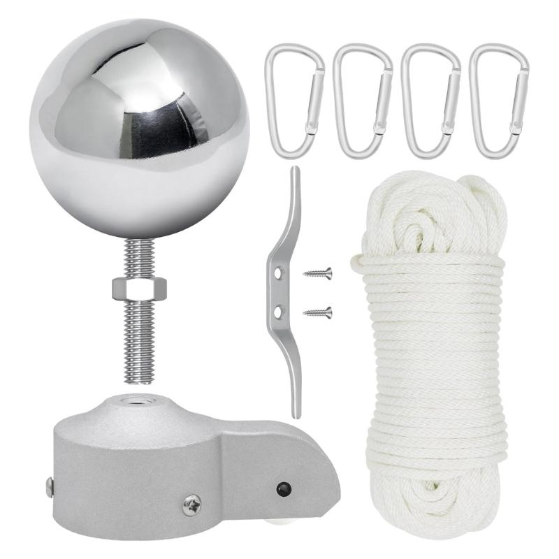 

Permanent Aluminum Staff Truck Set With Polyamide Wheel Structure And Untarnished Sphere Top Cover For 2 Foot To 2.6 Foot Outdoor Standard Posts 1