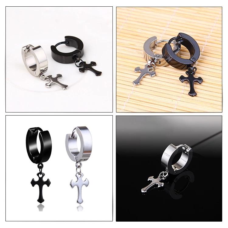

2 шт./компл., серьги-гвоздики из нержавеющей стали, унисекс, 2 цвета, серьги для пирсинга с крестом, серьги для женщин и мужчин, ювелирные украшения серебряный