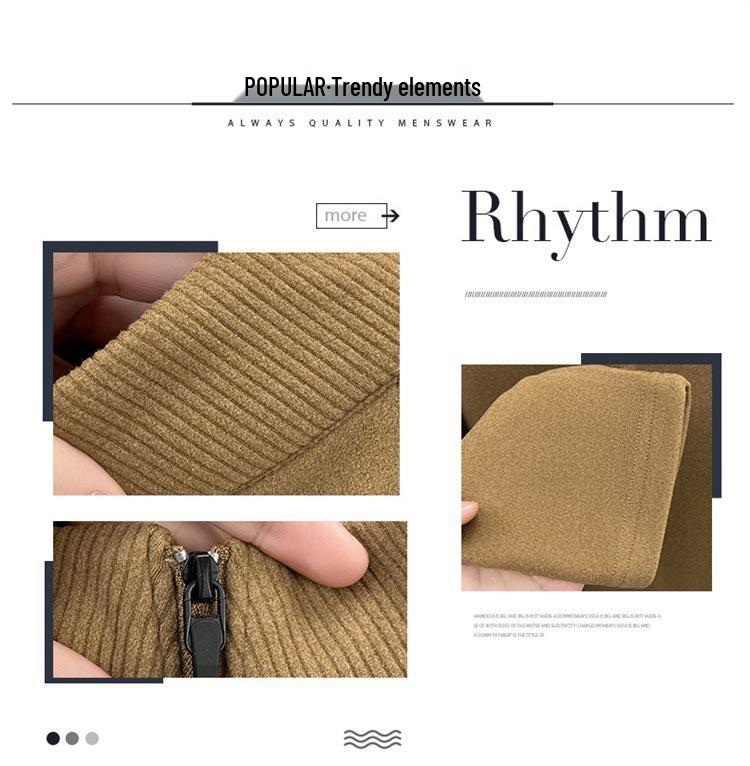 Men's Double-Sided Brushed Cationic Long-Sleeve Half-High Collar Zipper Sweatshirt