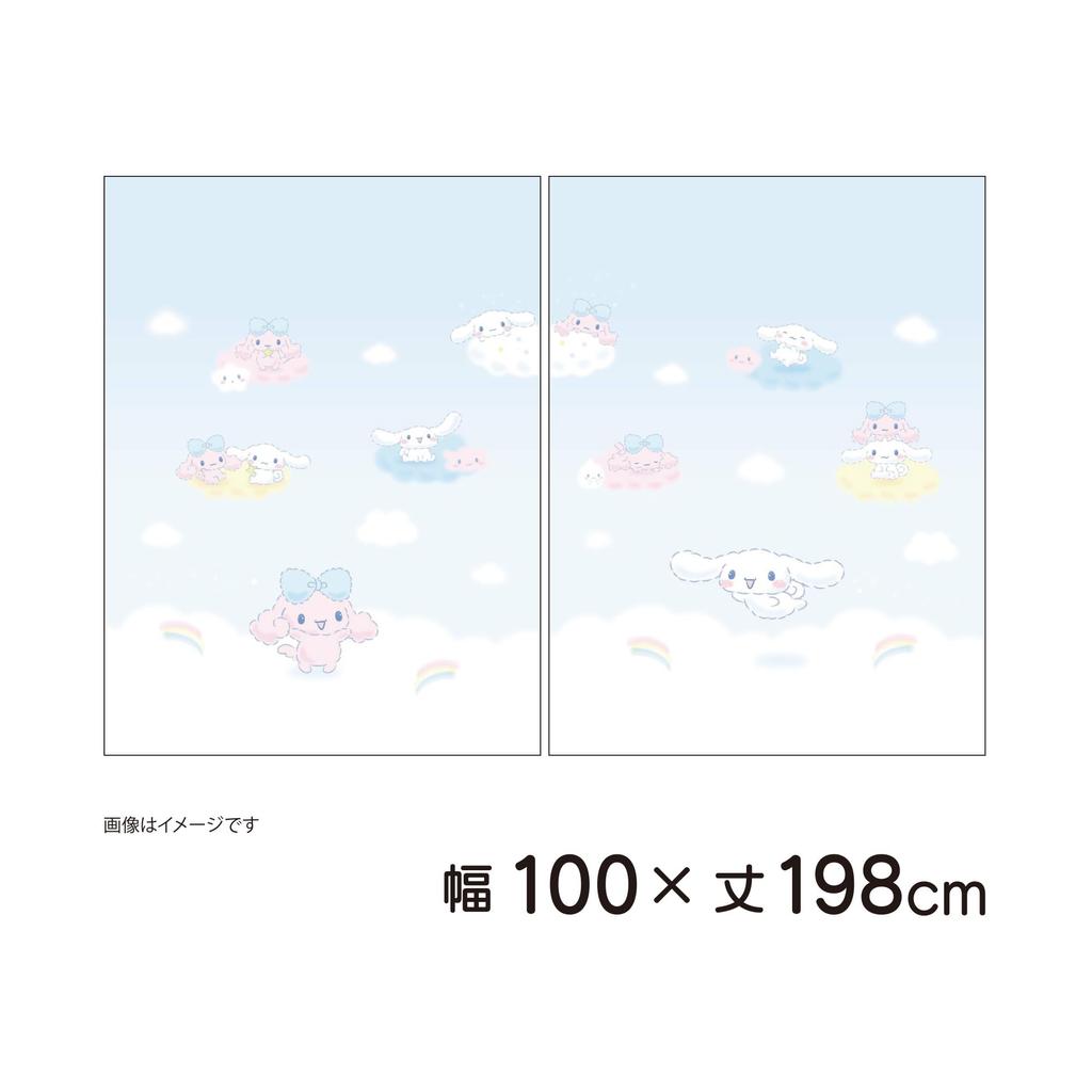 MORIPiLO Sanrio Lace Curtains Cinnamoroll Pattern Connecting Single Picture Art 100cm X Set of Cute Sanrio Cinnamon Blue Makura No Morishita (Picture