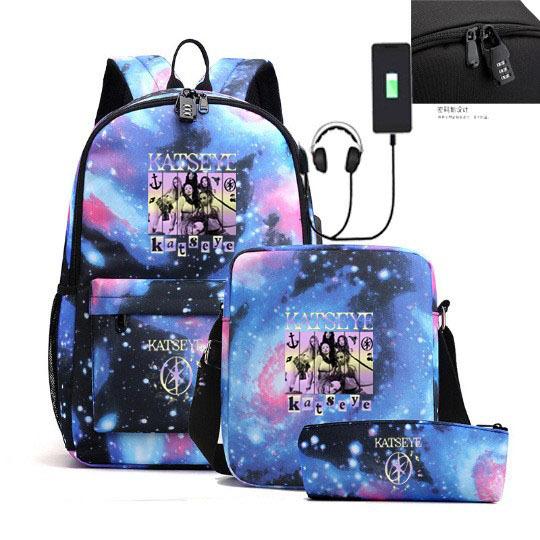Backpack Usb Charging, Shoulder Bag, Pencil Case, Primary And Secondary School Student Leisure Schoolbag Three-Piece Set