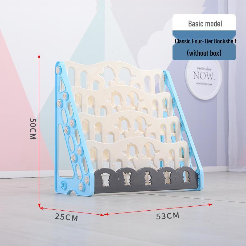 Kids' Floor-Standing Bookshelf & Toy Storage Rack - Plastic Cartoon Design