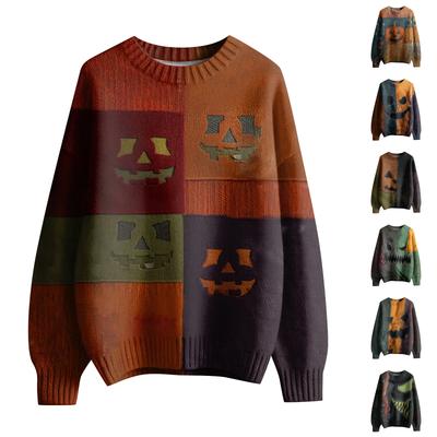 Langärmliger Pullover für Damen O-Ausschnitt Lässig Niedlich Druck Strick Oversized Pullover