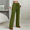 Women's Casual Fashion Color Elastic Waistband Pocket Wide-Leg Straight-Leg Pants