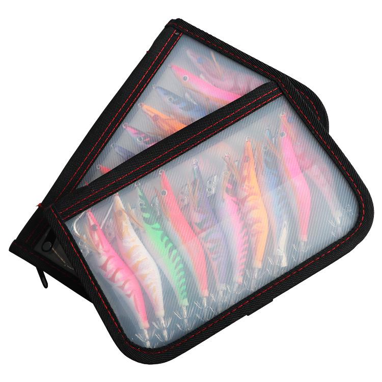 Fishing Lure Set: Luminous Squid Hooks & Wooden Shrimp Bait (3.0#-3.5#)