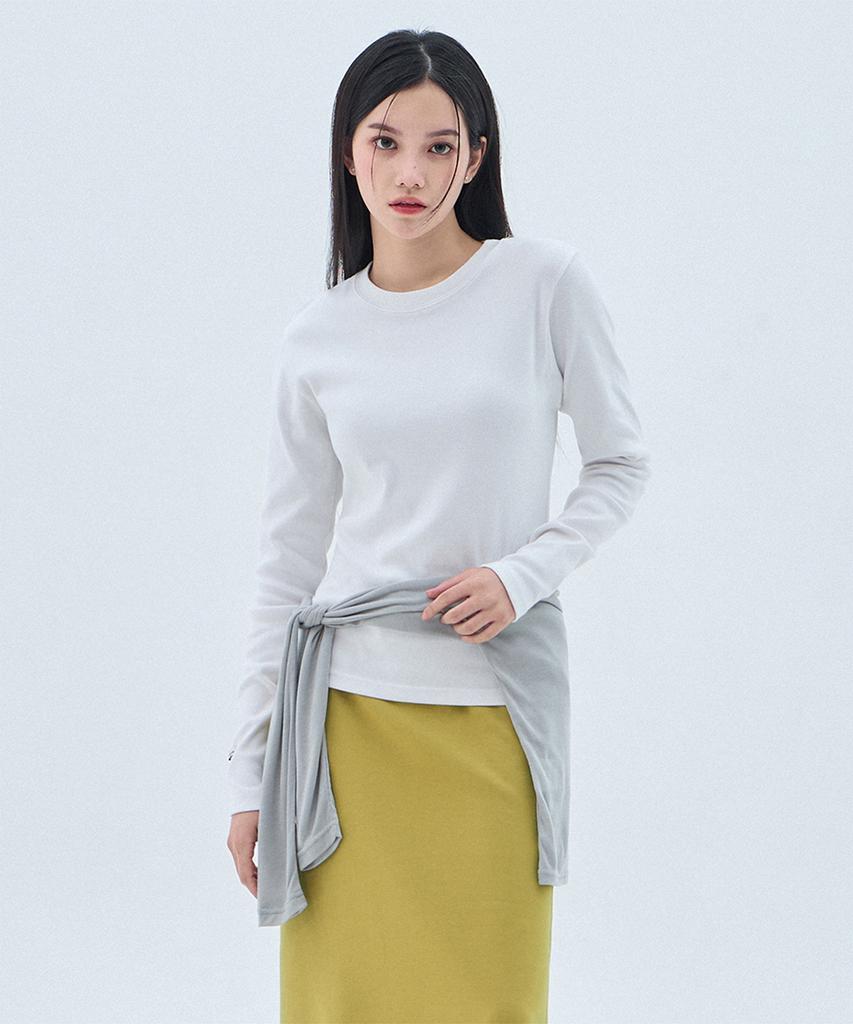 BAKKEN [Women] Ribbed Slim Fit Long Sleeve T-Shirt Bk4340 (3 Colors)